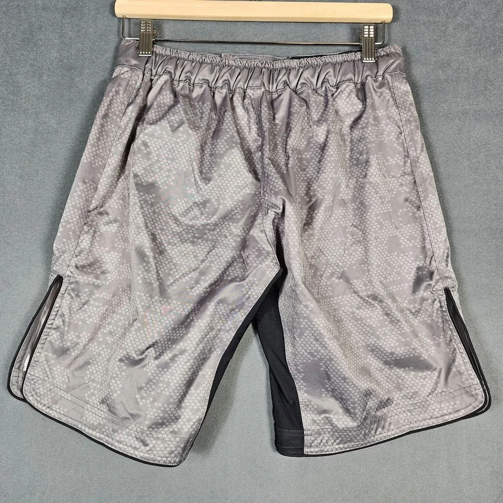Hayabusa Shorts Mens Small Gray Geometric MMA Grappling Training Stretch Fight